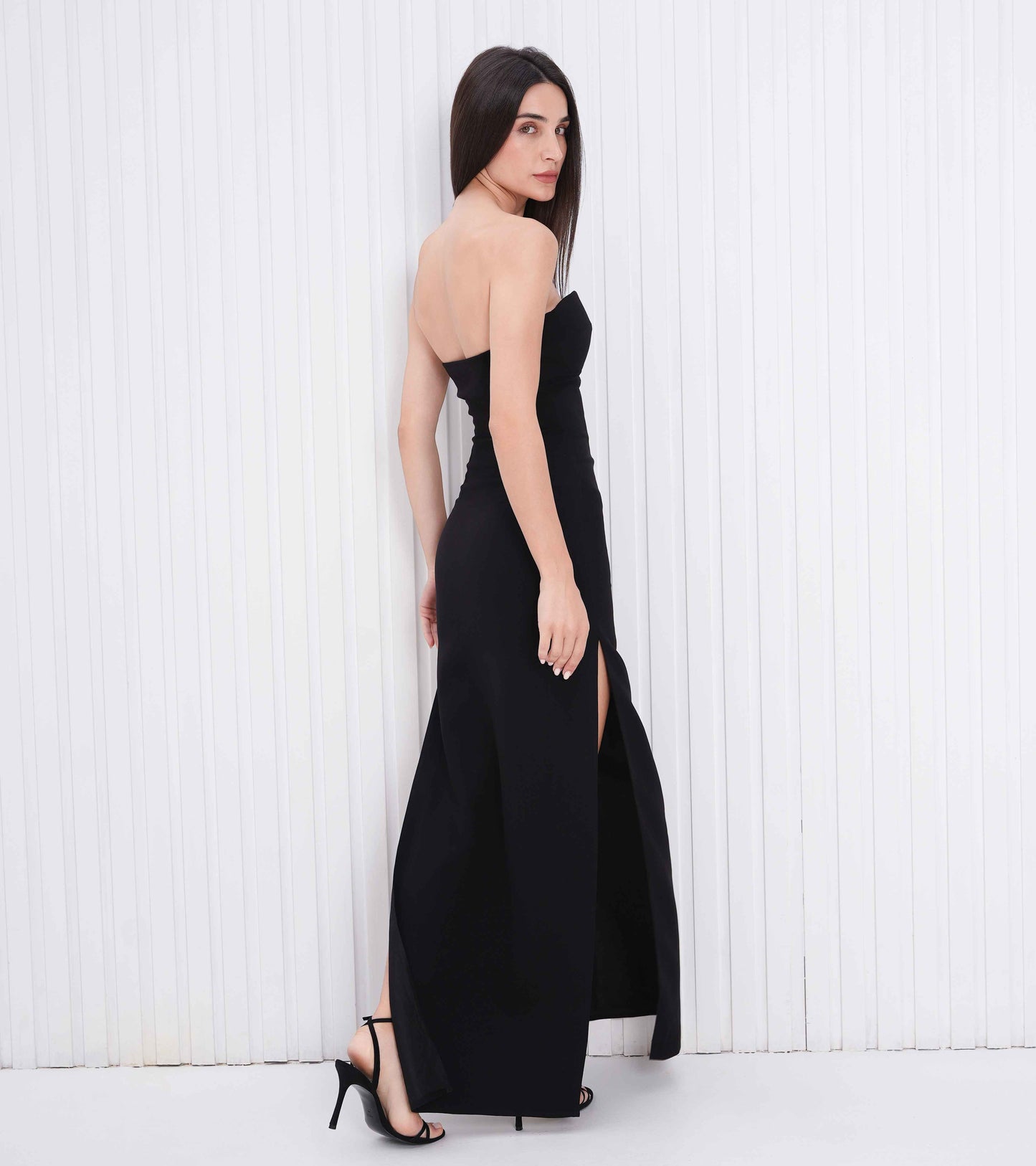 Timeless Classic Black Georgette Draped Dress for Women